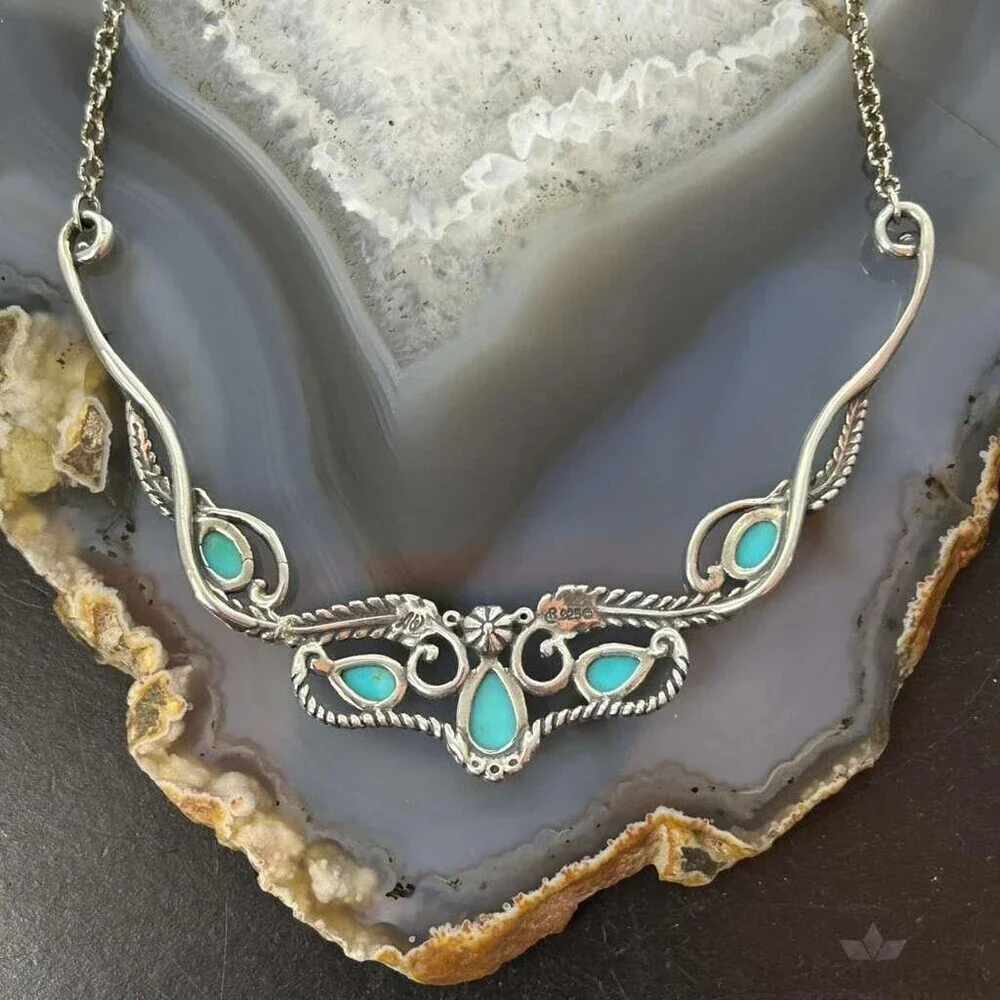 Carolyn Pollack Sterling Silver Turquoise Decorated 18